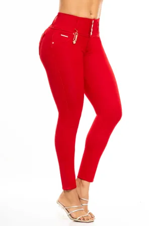 JEANS COLOMBIANOS PUSH UP ROJO 6848