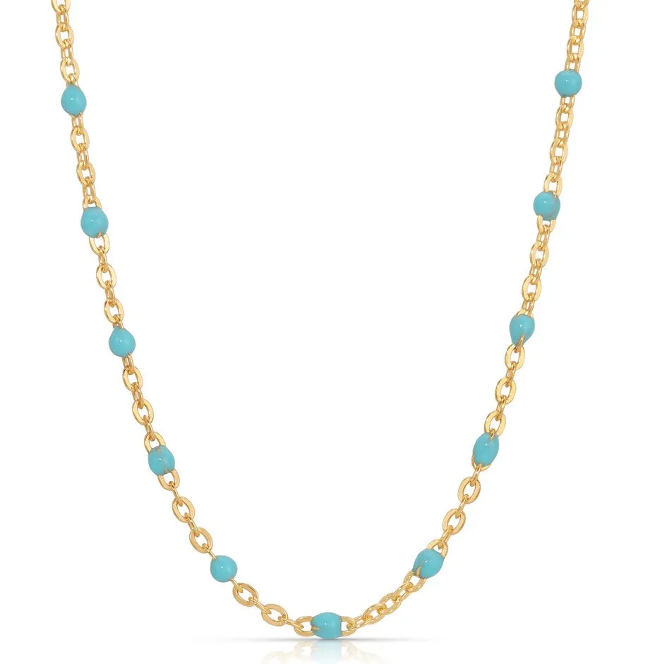 Joy Dravecky Enamel Beaded Necklace - Turqoise