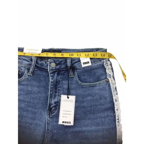 Judy Blue Jeans 7/28 High Rise Side Fray Slim Fit JB88461 Medium Wash New NWT