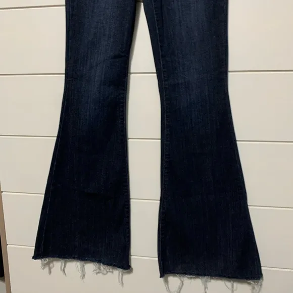 JUDY BLUE WOMEN'S HI WAIST RAW HEM  DARK WASH SUPER FLARE JEANS 5/27
