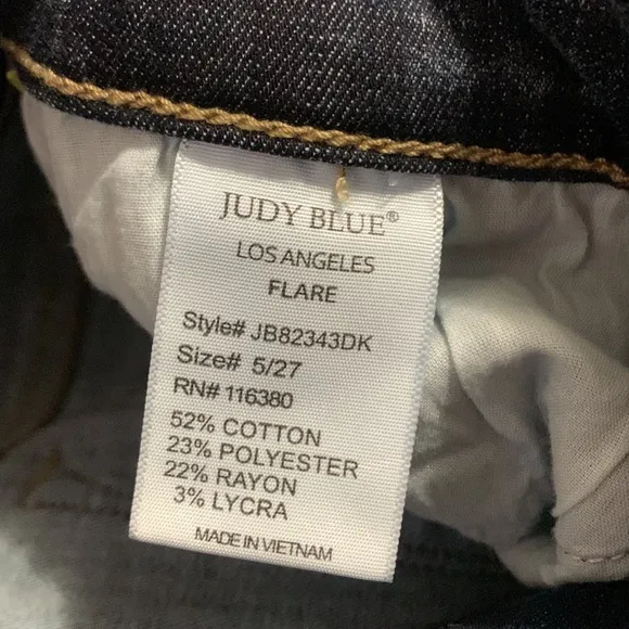 JUDY BLUE WOMEN'S HI WAIST RAW HEM  DARK WASH SUPER FLARE JEANS 5/27