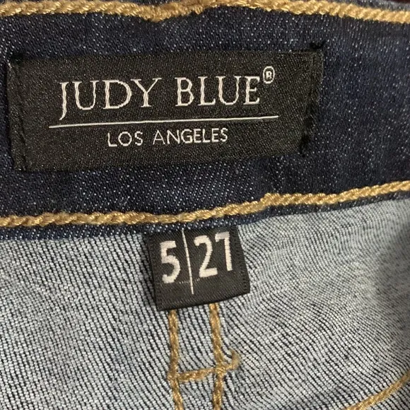 JUDY BLUE WOMEN'S HI WAIST RAW HEM  DARK WASH SUPER FLARE JEANS 5/27