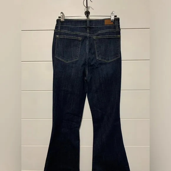 JUDY BLUE WOMEN'S HI WAIST RAW HEM  DARK WASH SUPER FLARE JEANS 5/27
