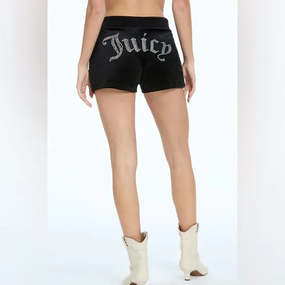 JUICY COUTURE | ✨NEW✨ Big Bling Velour Track Shorts in Liquorice