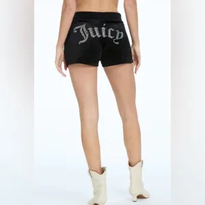 JUICY COUTURE | ✨NEW✨ Big Bling Velour Track Shorts in Liquorice