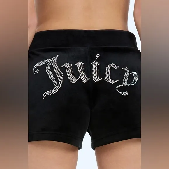 JUICY COUTURE | ✨NEW✨ Big Bling Velour Track Shorts in Liquorice