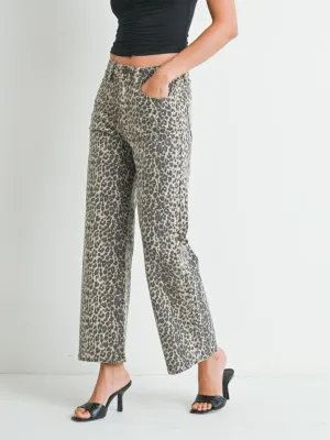 Just Black Leopard High Rise Vintage Straight