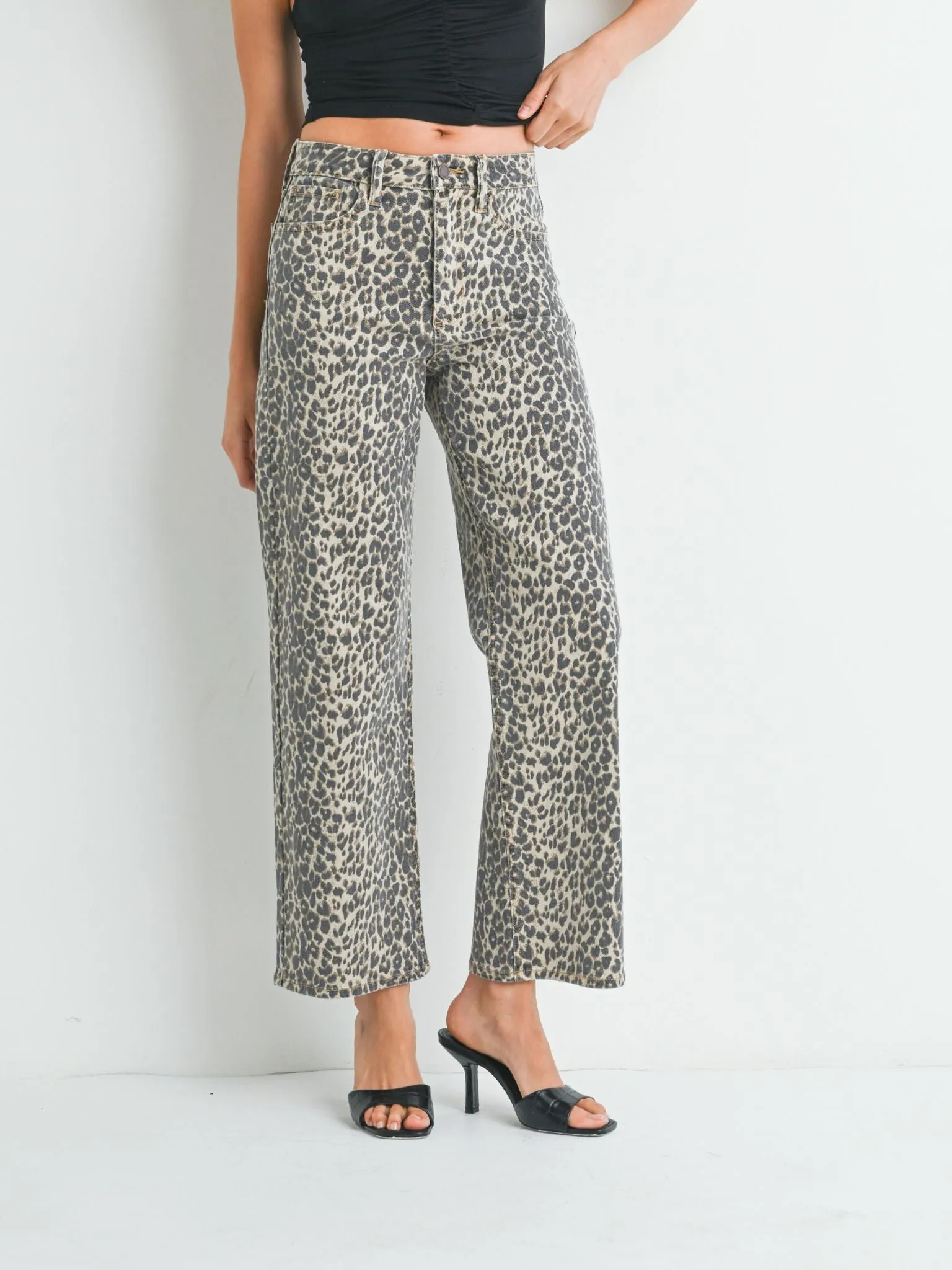 Just Black Leopard High Rise Vintage Straight