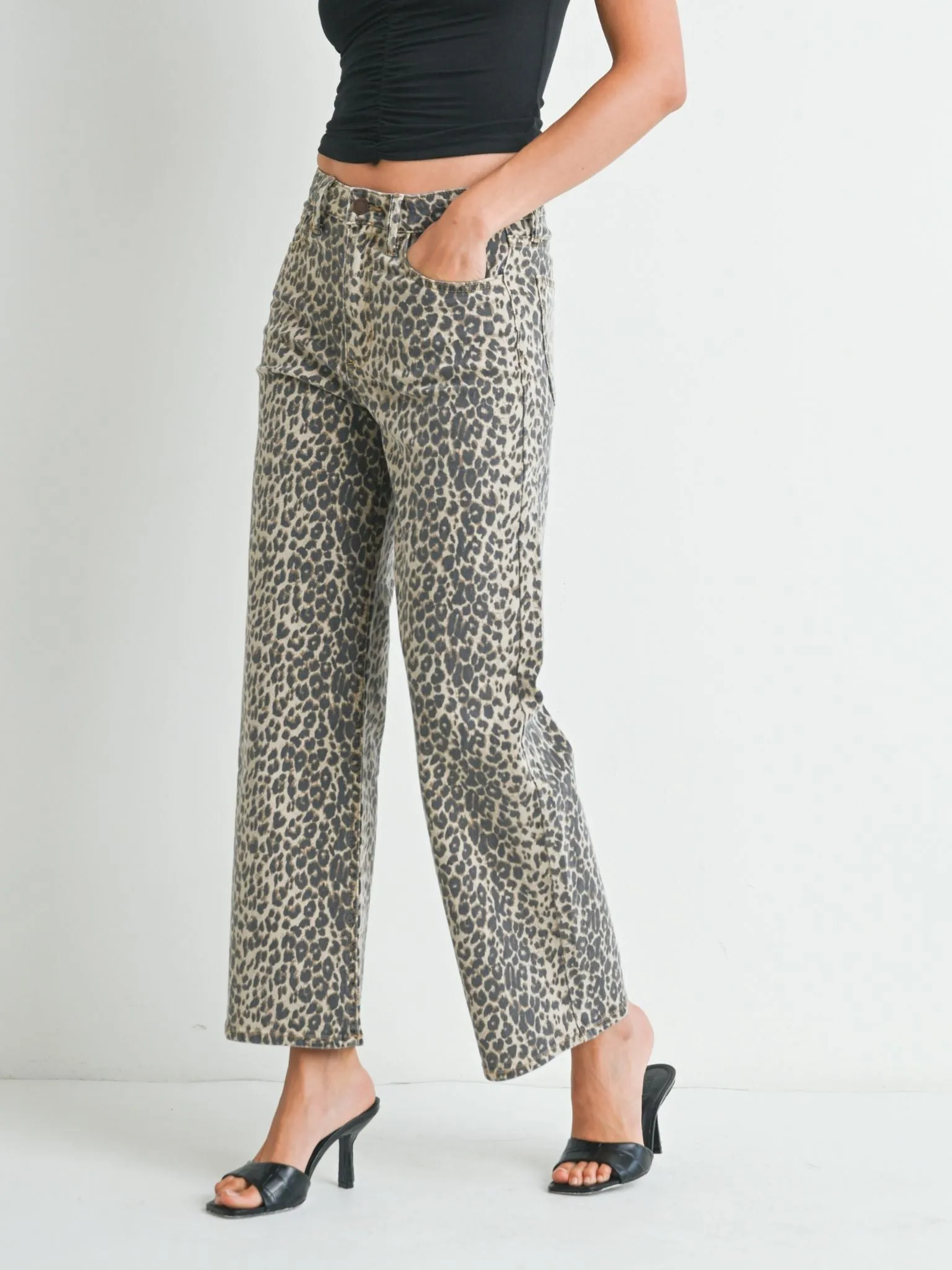 Just Black Leopard High Rise Vintage Straight