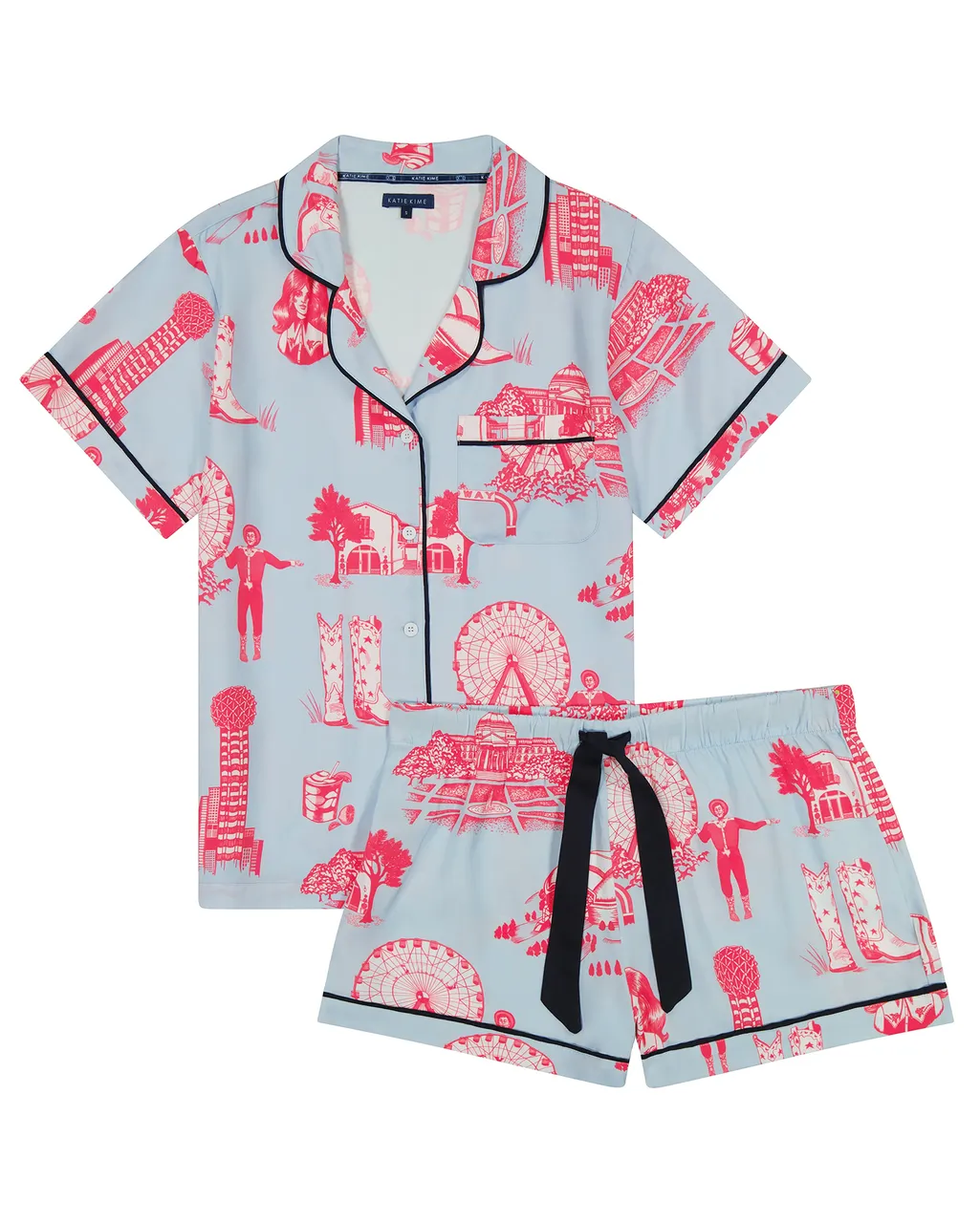 KATIE KIME Dallas Toile PJ Shorts Set