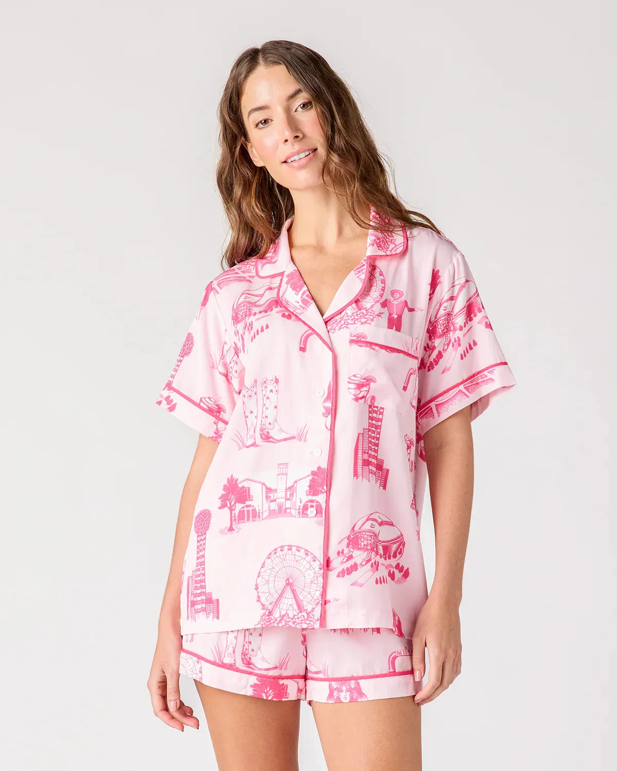 KATIE KIME Dallas Toile PJ Shorts Set