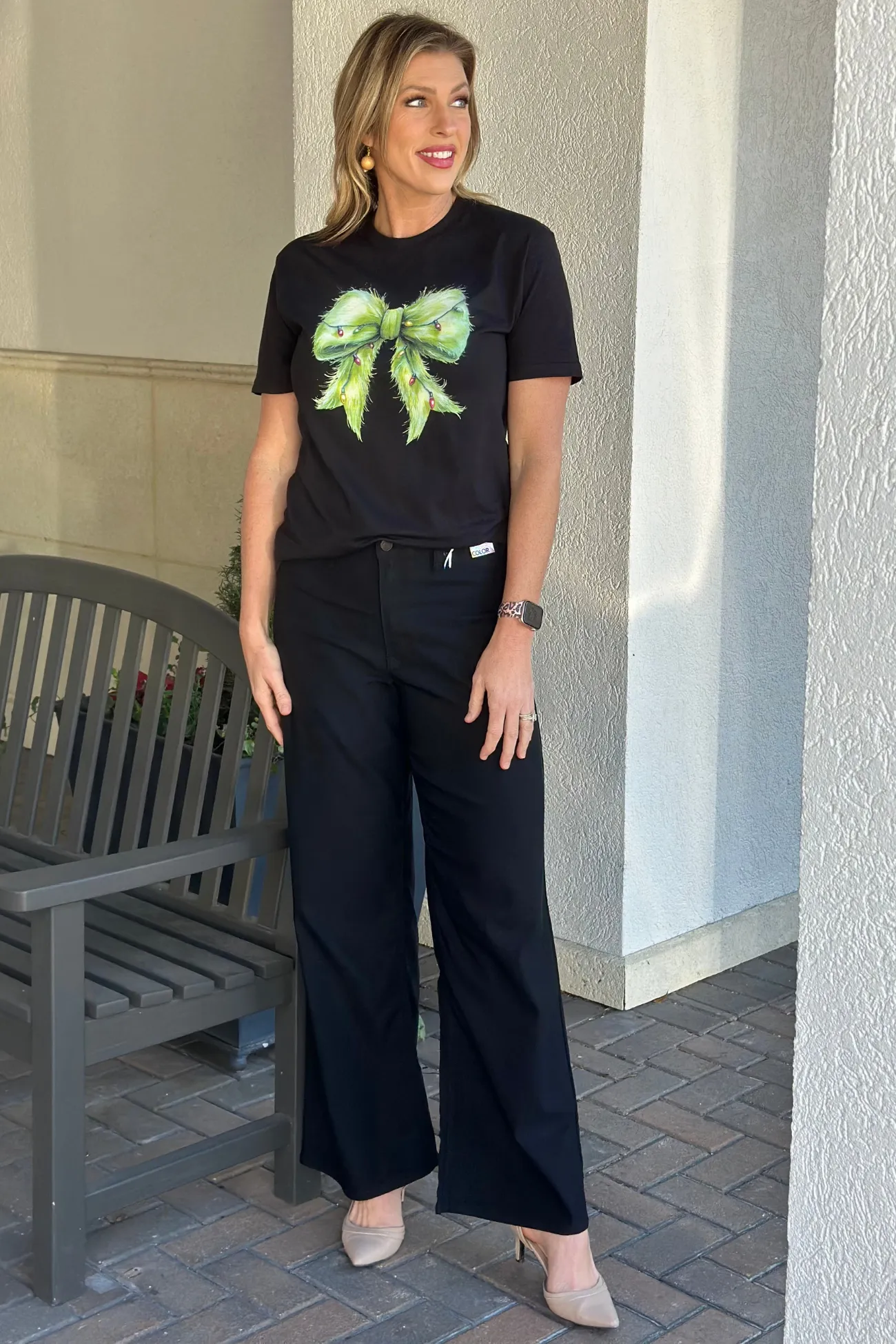 Kelsey Black Hyper-stretch High Rise Wide Leg Pant