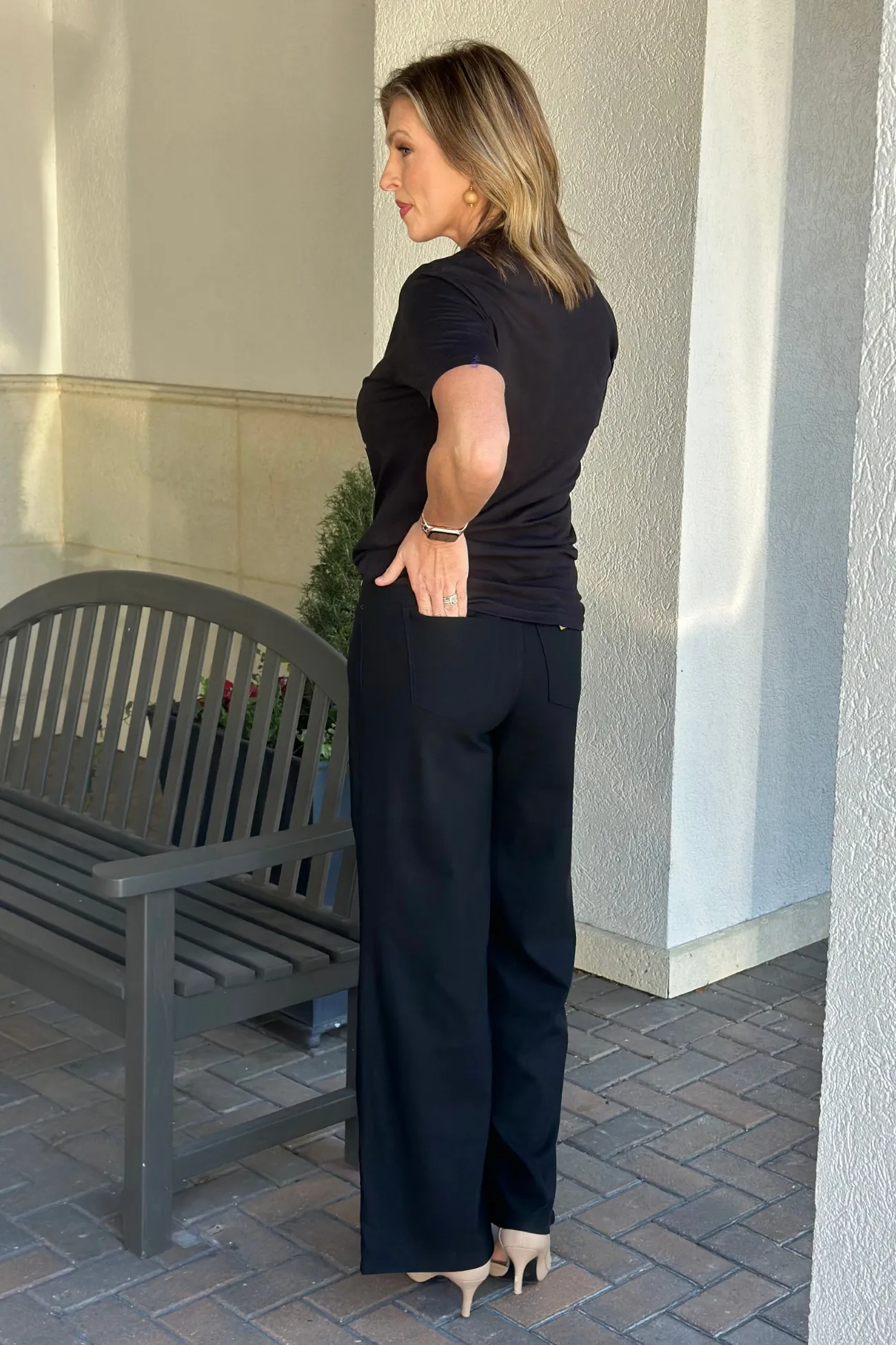 Kelsey Black Hyper-stretch High Rise Wide Leg Pant