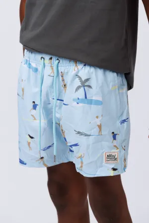 Kids Surf Style Swim Shorts Blue