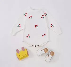 Knitted Cherry Baby Bodysuit