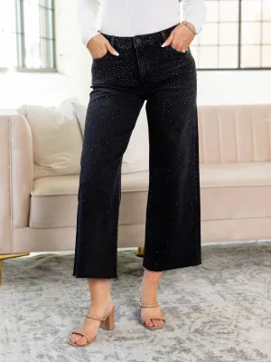 KUT Illuminated Meg High Rise Studded Raw Hem