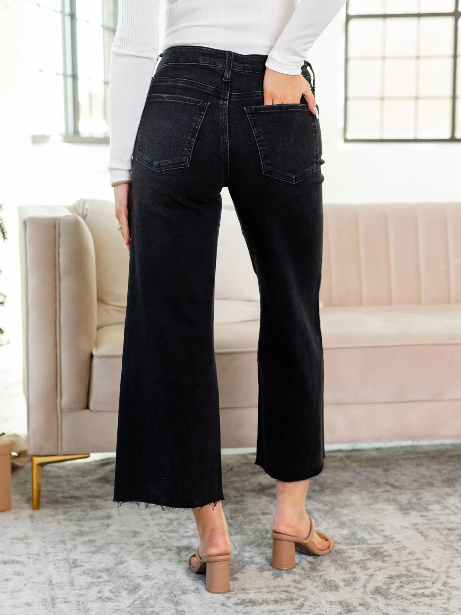 KUT Illuminated Meg High Rise Studded Raw Hem