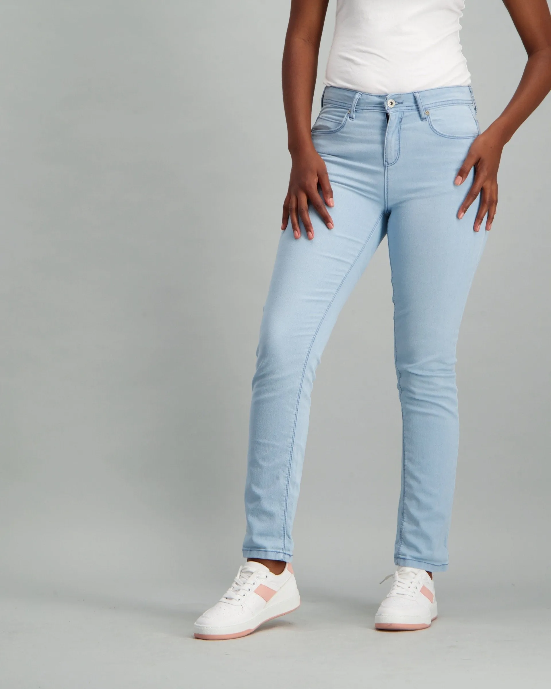 Ladies Light Blue Roll Up Denim Jean