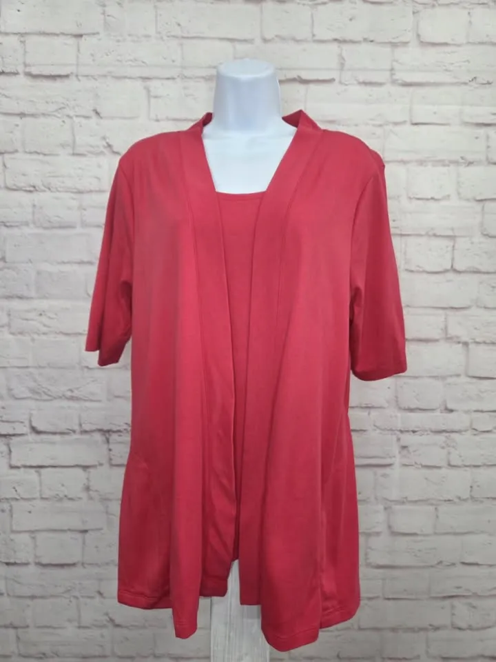 LARGE RASPBERRY A575205 Isaac Mizrahi Live! Essentials Pima Cotton Layered Look