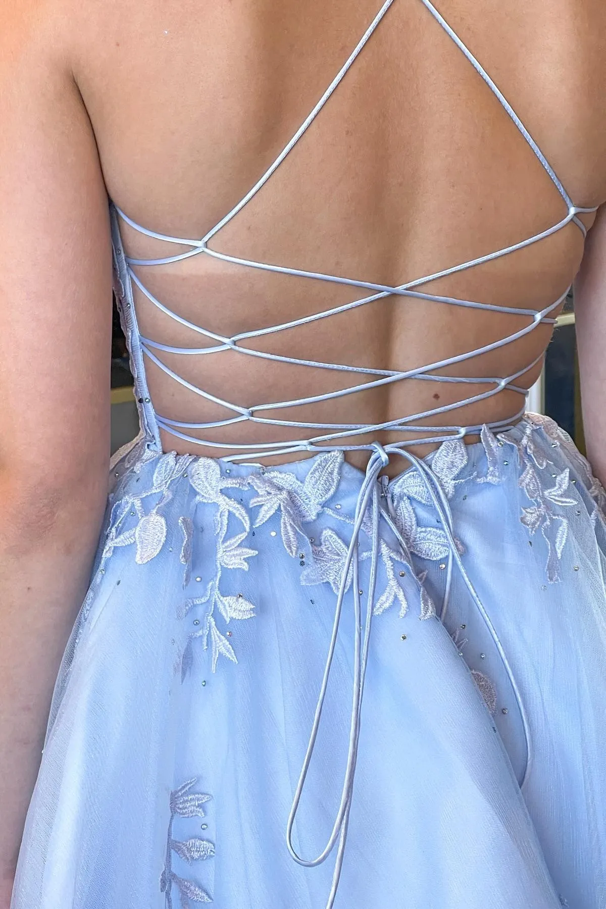 Lavender Lace Appliques A-line Short Homecoming Dress