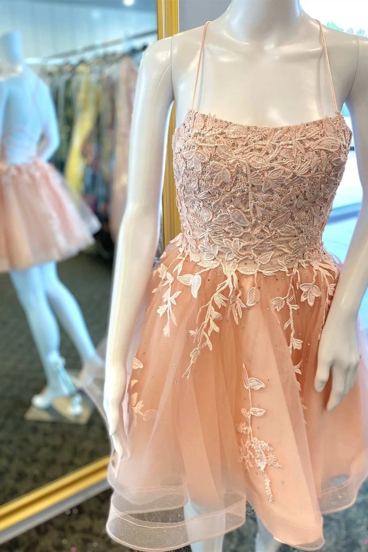 Lavender Lace Appliques A-line Short Homecoming Dress