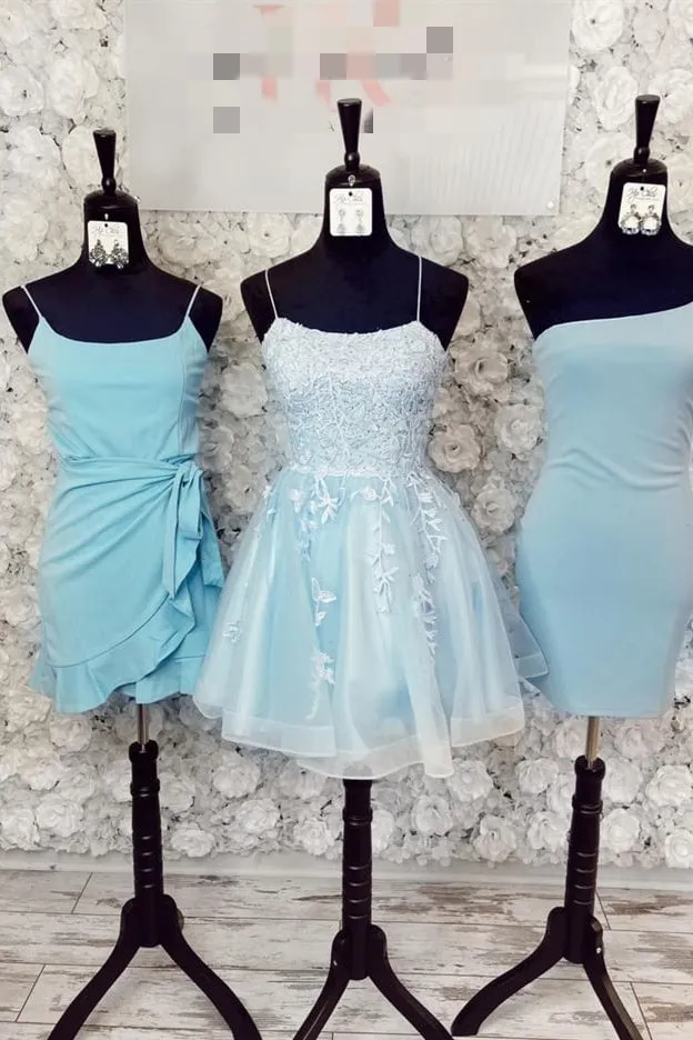 Lavender Lace Appliques A-line Short Homecoming Dress
