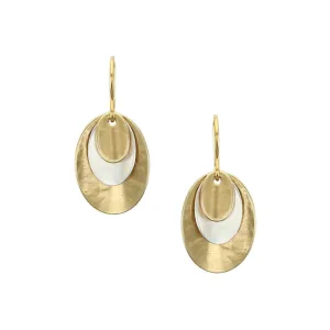 Layered Dished Ovals Wire Earrings