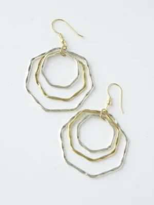 Layered Hexa Hoop Earrings