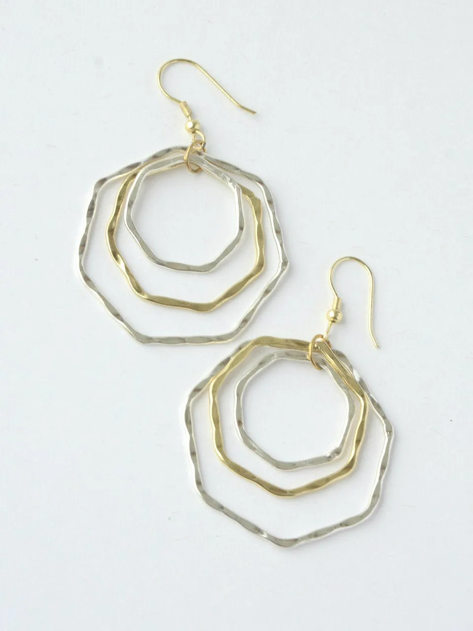 Layered Hexa Hoop Earrings