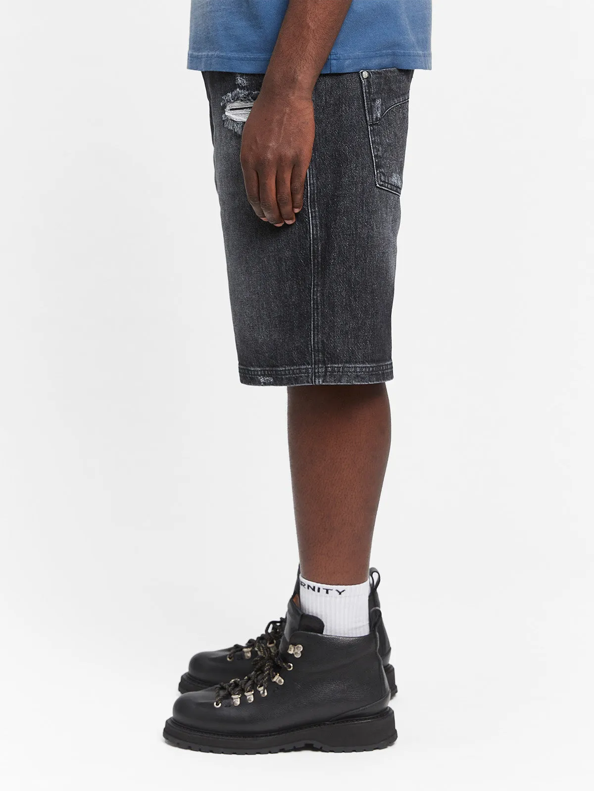 LAYERED JORTS - WASHED GREY