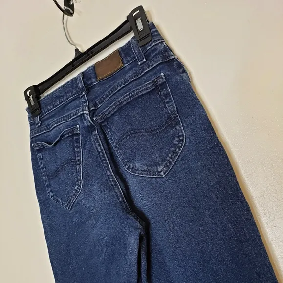 LEE Original Straight Womens Jeans Ultra High Waist Raw Hem Distressed Vintage