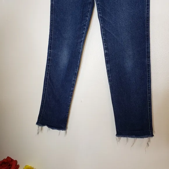 LEE Original Straight Womens Jeans Ultra High Waist Raw Hem Distressed Vintage