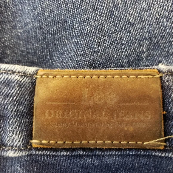 LEE Original Straight Womens Jeans Ultra High Waist Raw Hem Distressed Vintage