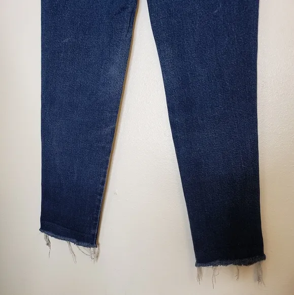 LEE Original Straight Womens Jeans Ultra High Waist Raw Hem Distressed Vintage