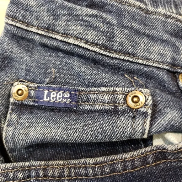 LEE Original Straight Womens Jeans Ultra High Waist Raw Hem Distressed Vintage