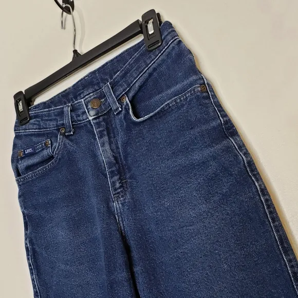 LEE Original Straight Womens Jeans Ultra High Waist Raw Hem Distressed Vintage