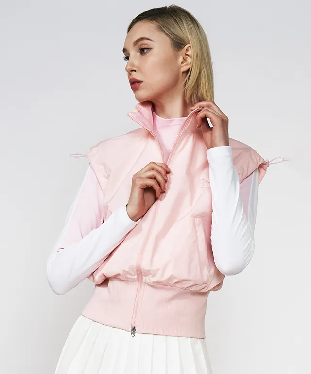LENUCU Color Combination Mock Neck Inner Tee - Pink / White
