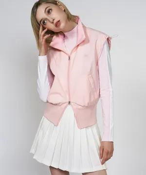 LENUCU Color Combination Mock Neck Inner Tee - Pink / White