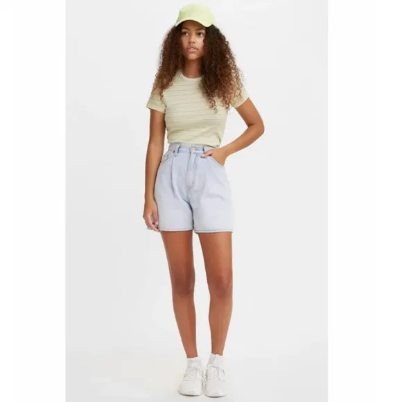 Levi's Friendly Reminder Pleated Ribcage Denim Shorts Size 30