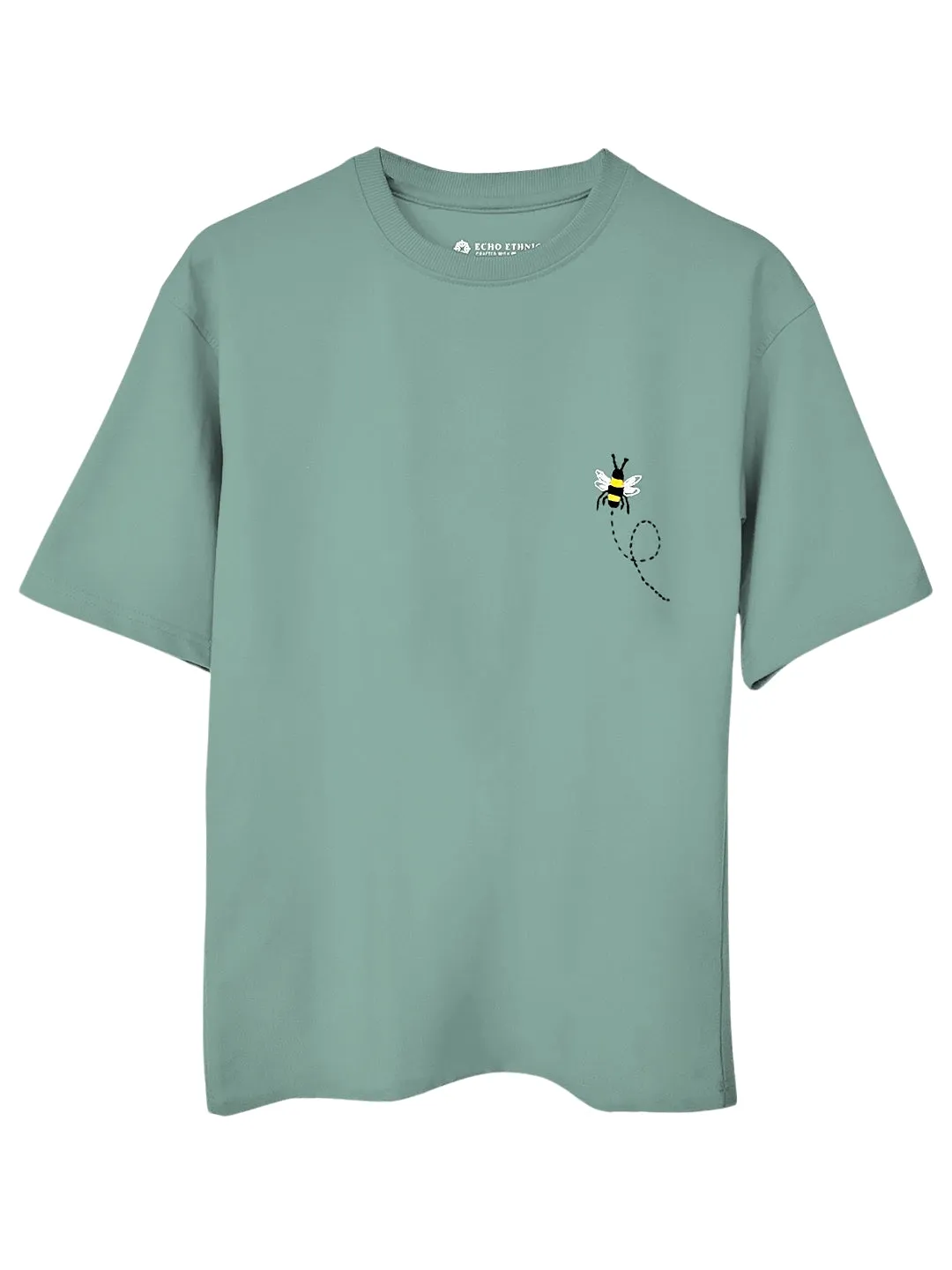 Light Green - Unisex Hand Embroidered Oversize T-Shirt