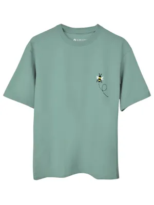 Light Green - Unisex Hand Embroidered Oversize T-Shirt