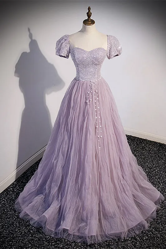 Light Purple Strapless A-line Long Formal Gown