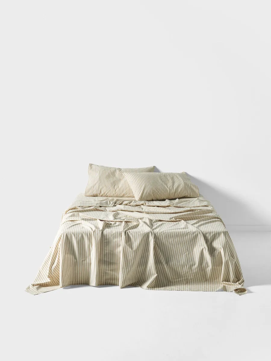 LINEN HOUSE CLASSIC STRIPE QUILT COVER SET - PEBBLE