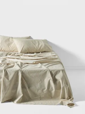 LINEN HOUSE CLASSIC STRIPE QUILT COVER SET - PEBBLE