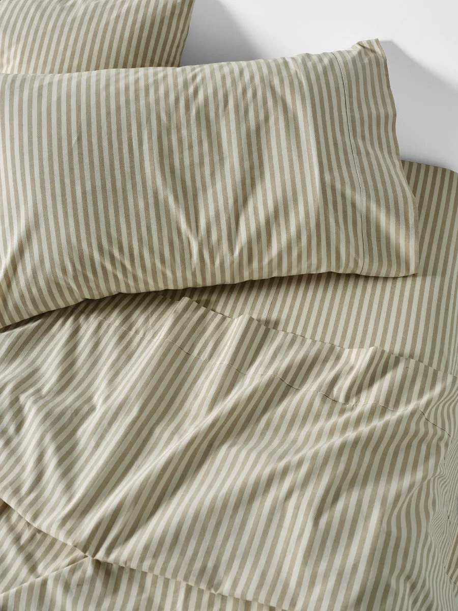 LINEN HOUSE CLASSIC STRIPE QUILT COVER SET - PEBBLE