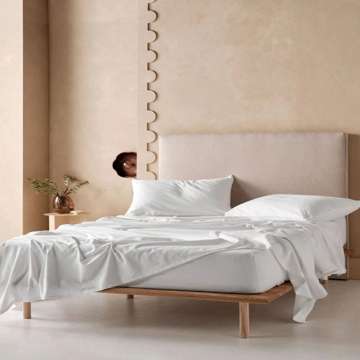 Linen House White Flannelette Winter Fitted Sheet Set