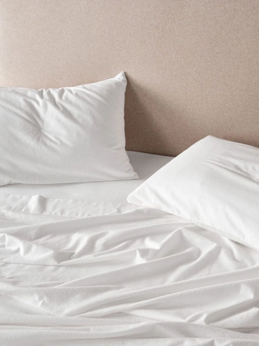 Linen House White Flannelette Winter Fitted Sheet Set