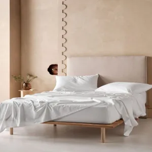 Linen House White Flannelette Winter Fitted Sheet Set