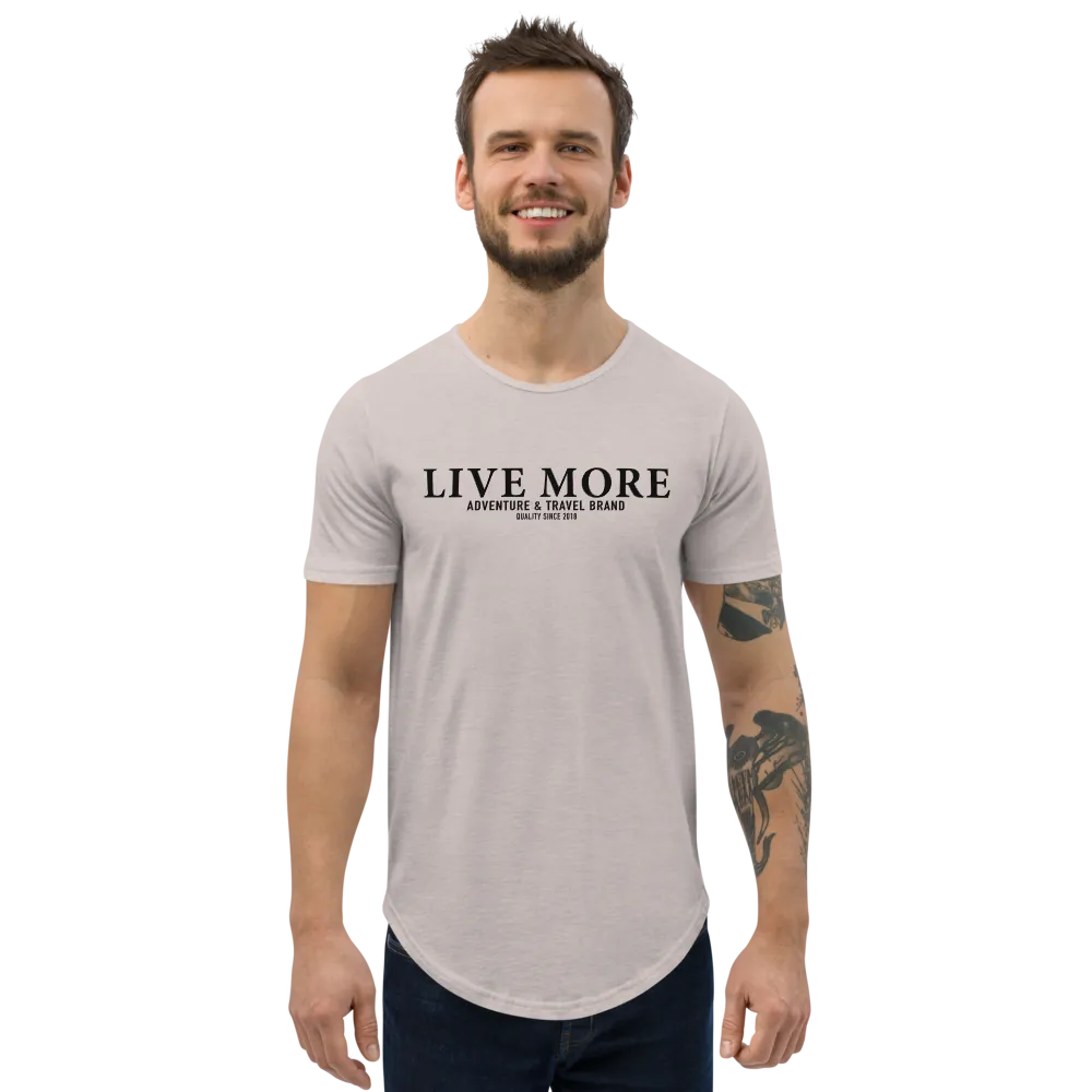 Live More Brand Men's Curved Hem T-Shirt