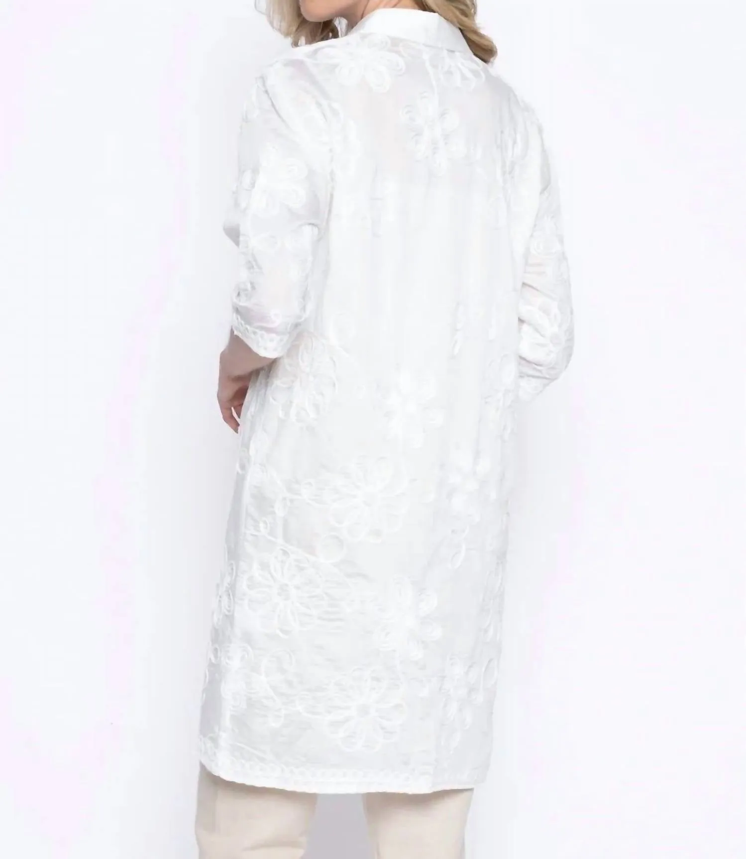 Long Embroidered Shirt In White